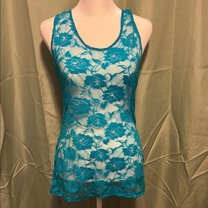 Teal Lace Sleeveless Top